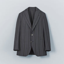 画像をギャラリービューアに読み込む, シルクサッカーワイドストライプ ノッチドラペルジャケット / ネイビー