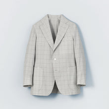 画像をギャラリービューアに読み込む, シルクサッカーギンガムペイン ノッチドラペルジャケット / ライトグレー