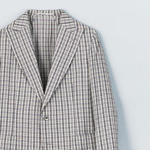 画像をギャラリービューアに読み込む, シルクサッカーカラーチェック ピークドラペルジャケット