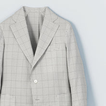 画像をギャラリービューアに読み込む, シルクサッカーギンガムペイン ノッチドラペルジャケット / ライトグレー