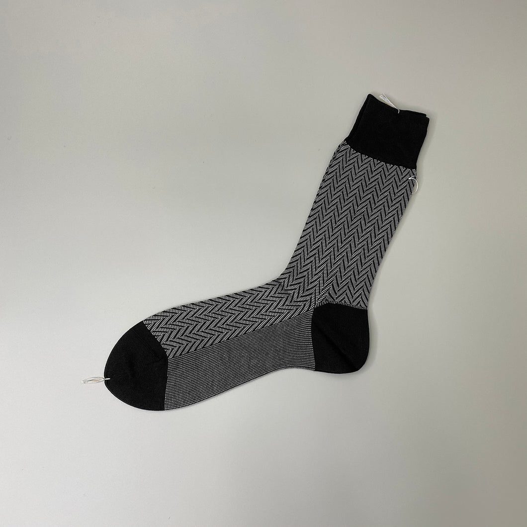 シルクコットンヘリンボーンクルーソックス